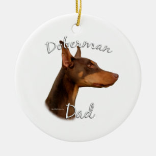 Doberman Pinscher (röd) Pappa 2 Julgransprydnad Keramik