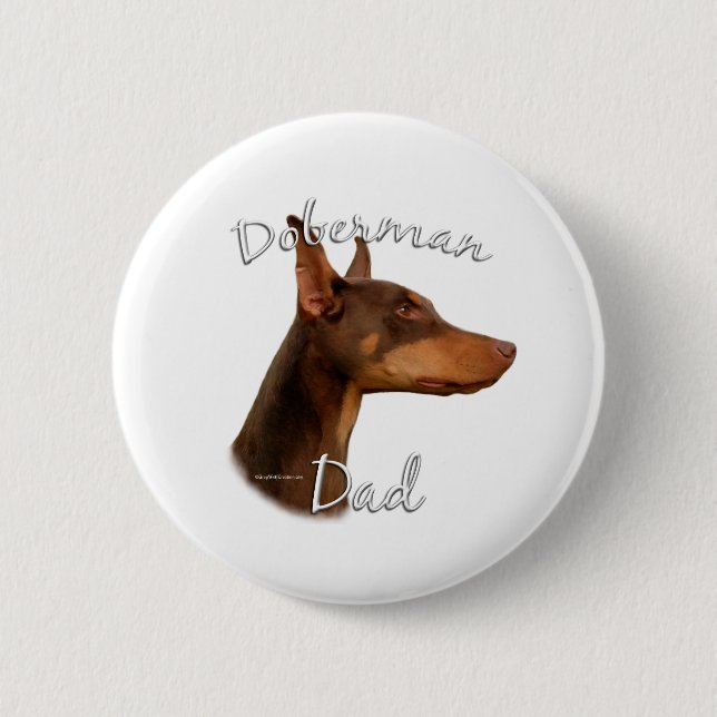 Doberman Pinscher (röd) Pappa 2 Knapp (Framsida)