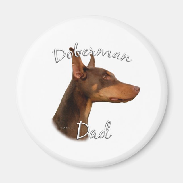 Doberman Pinscher (röd) Pappa 2 Magnet (Framsidan)