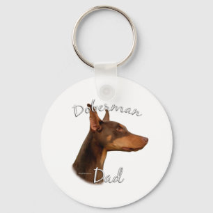 Doberman Pinscher (röd) Pappa 2 Nyckelring