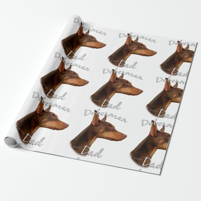Doberman Pinscher (röd) Pappa 2 Presentpapper (Utrullad)