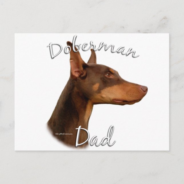 Doberman Pinscher (röd) Pappa 2 Vykort (Framsida)