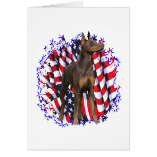 Doberman Pinscher (röd) Patriot Hälsningskort