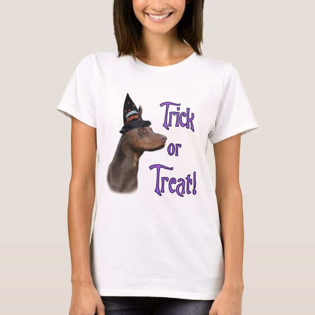 Doberman Pinscher (röd) Trick T-shirt (Framsida)