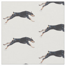 Doberman Pinscher Running Hund Art Fabric