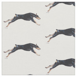 Doberman Pinscher Running Hund Art Fabric Tyg