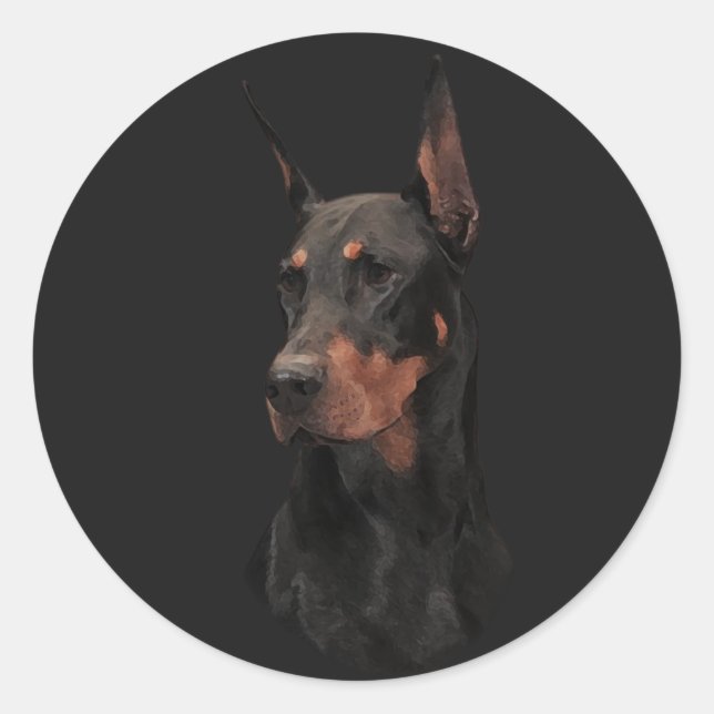 Doberman Pinscher Runt Klistermärke (Framsida)