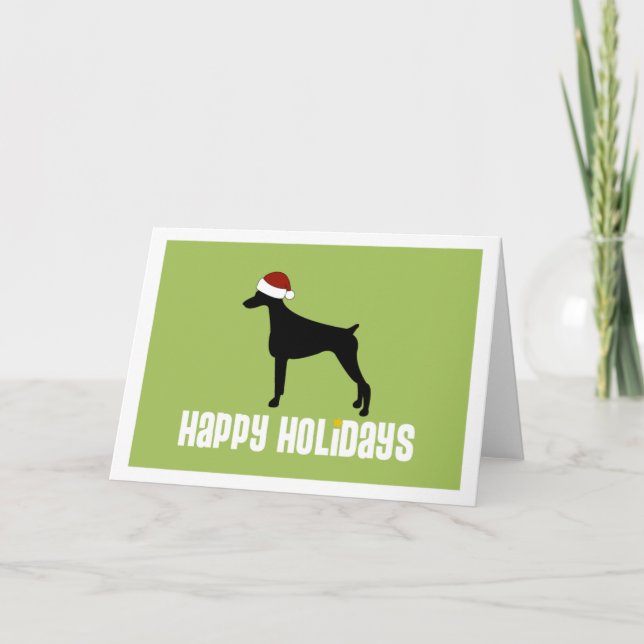 Doberman Pinscher Santa Hat Helgkort (Framsida)
