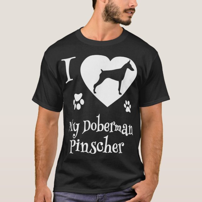 Doberman Pinscher Shirt Design for Doberman Hund L T Shirt (Framsida)
