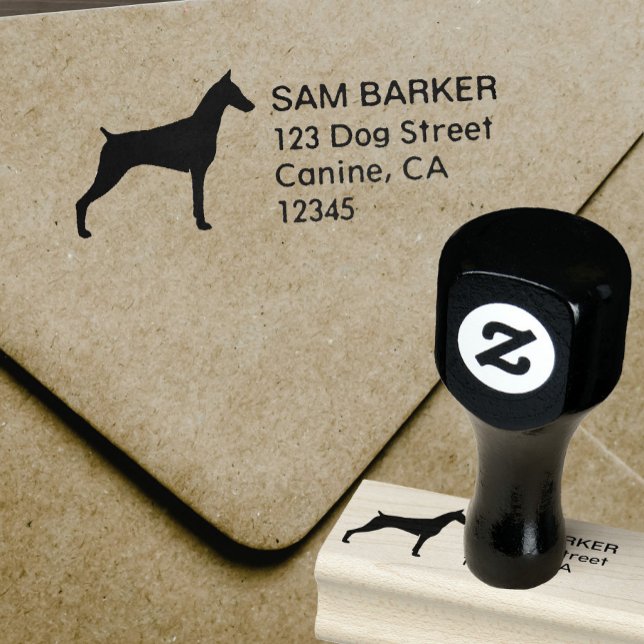 Doberman Pinscher Silhouette Returadress Stämpel (Skapare uppladdad)