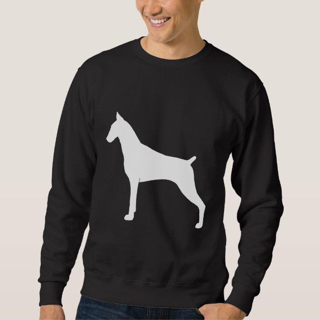 Doberman Pinscher Silhouette S 204 Lång Ärmad Tröja (Framsida)