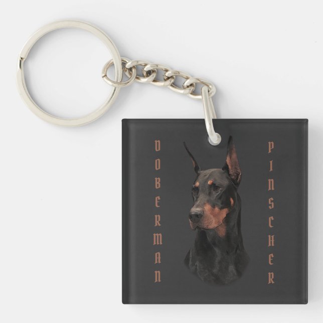 Doberman Pinscher, Square Wall Clock T-Shirt Butto (Framsidan)