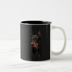 Doberman Pinscher, Square Wall Clock T-Shirt Butto Två-Tonad Mugg
