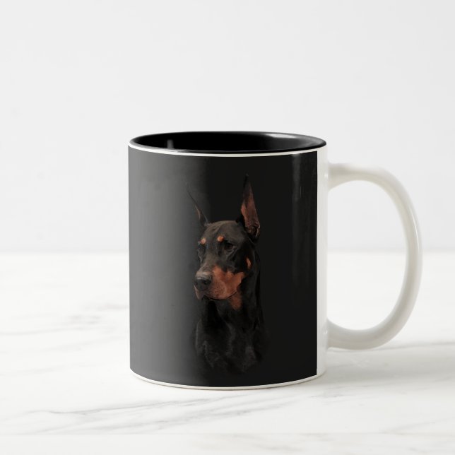 Doberman Pinscher, Square Wall Clock T-Shirt Butto Två-Tonad Mugg (Höger)