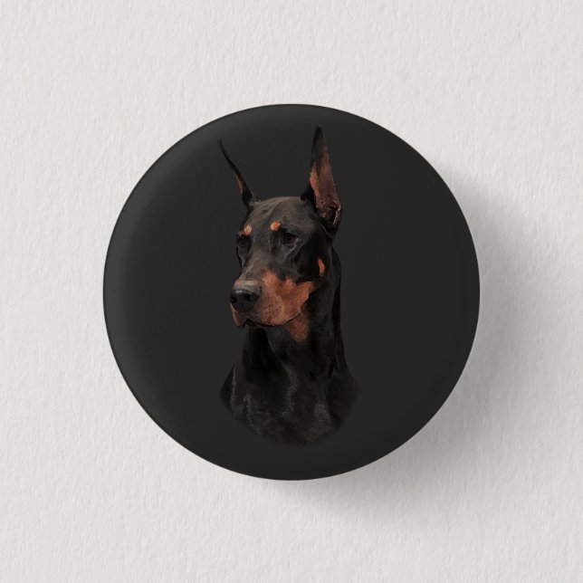 Doberman Pinscher, Square Wall Clock T-Shirt Knapp (Framsida)