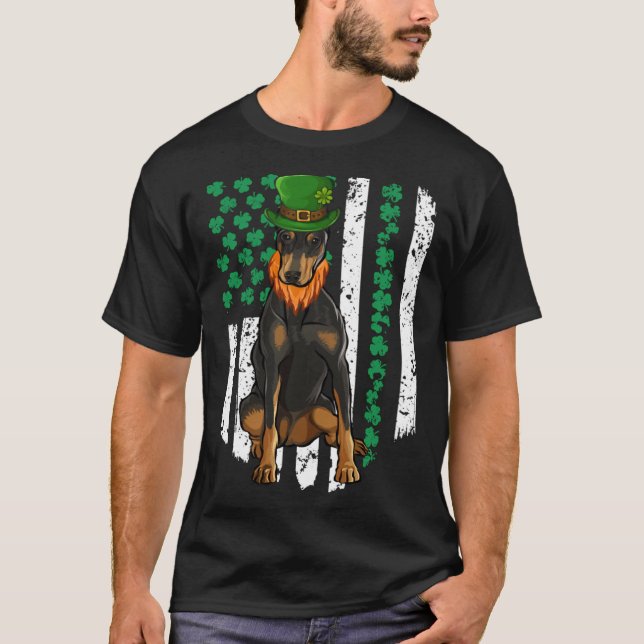 Doberman Pinscher St Patricks Day Irish American F T Shirt (Framsida)