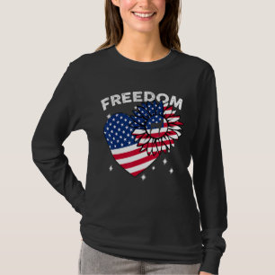 Doberman Pinscher Sunflora Heart American Flagga F T Shirt