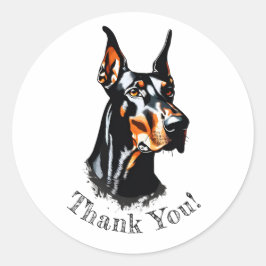 Doberman Pinscher Tack! Stickers Runt Klistermärke