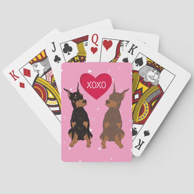 Doberman Pinscher Valentines day Casinokort (Baksidan)
