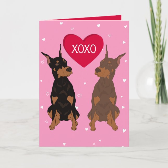 Doberman Pinscher Valentines day Tack Kort (Framsida)