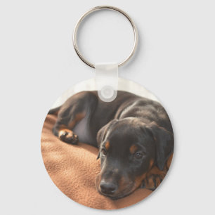 doberman-pinscher-valp nyckelring