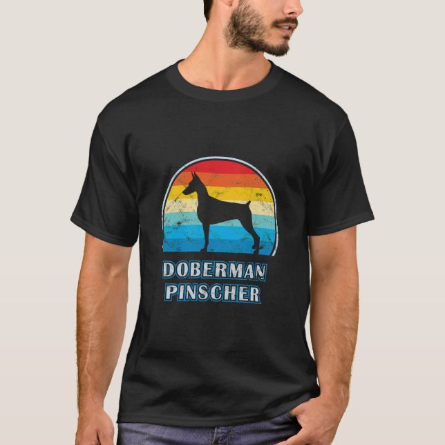 Doberman Pinscher Vintage Design Hund T Shirt (Framsida)