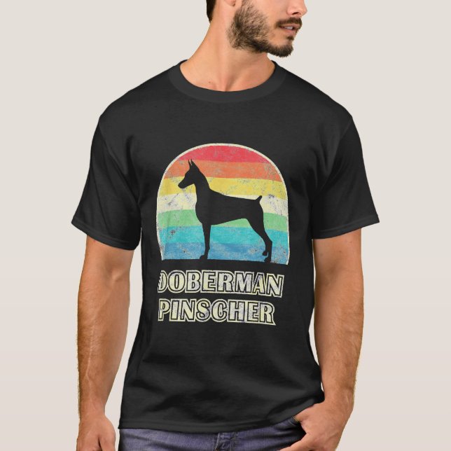 Doberman Pinscher Vintage Stil Hund T Shirt (Framsida)