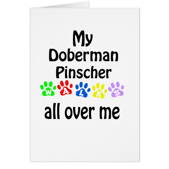 Doberman Pinscher Walks Design Hälsningskort (Framsidan)