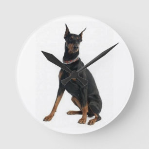 "DOBERMAN PINSCHER" WALL CLOCK RUND KLOCKA