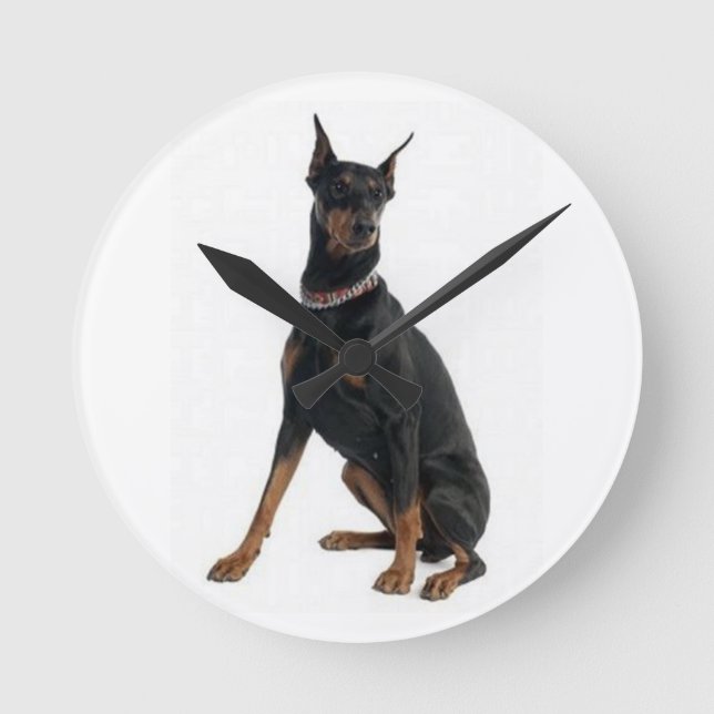 "DOBERMAN PINSCHER" WALL CLOCK RUND KLOCKA (Framsida)