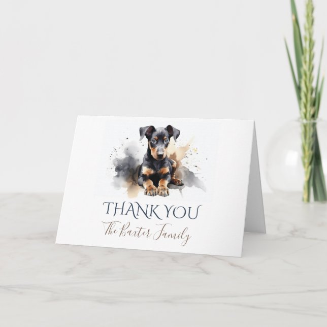 Doberman Pinscher Watercolor - Tack ditt kort (Framsida)