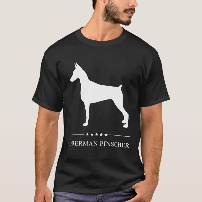 Doberman Pinscher White Silhouette T Shirt (Framsida)