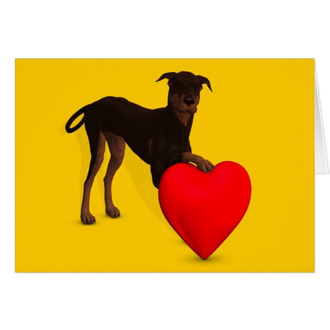 Doberman Pinscher with Heart Hälsningskort (Framsidan Horizontal)
