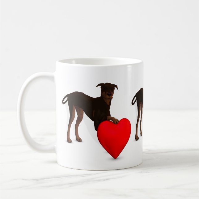 Doberman Pinscher with Heart Kaffemugg (Vänster)