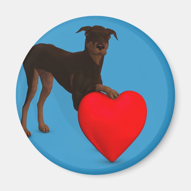 Doberman Pinscher with Heart Magnet (Framsidan)