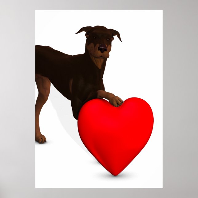 Doberman Pinscher with Heart Poster (Framsidan)
