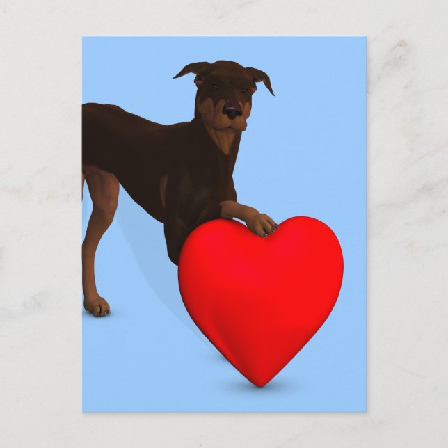 Doberman Pinscher with Heart Vykort (Framsida)
