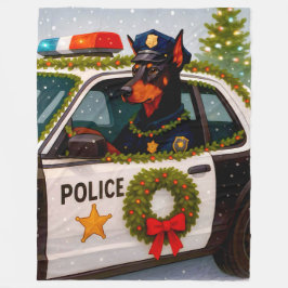 Doberman Police Holiday Blanket Fleecefilt