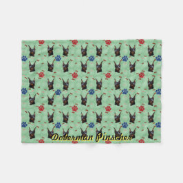 Doberman Porträtt Fleecefilt