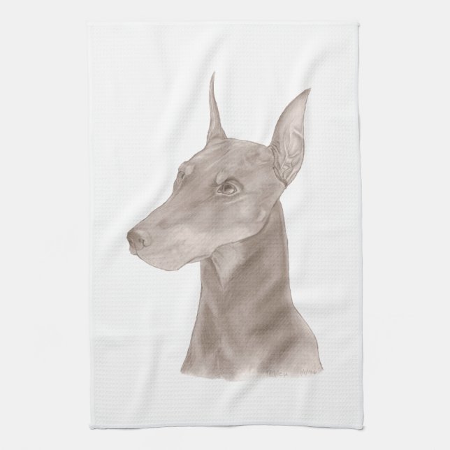 Doberman Porträtt Kökshandduk (Vertikal)