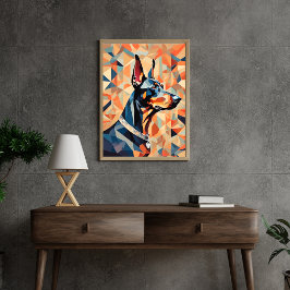 Doberman poster {BD-C1} Orange svart l-geometrisk