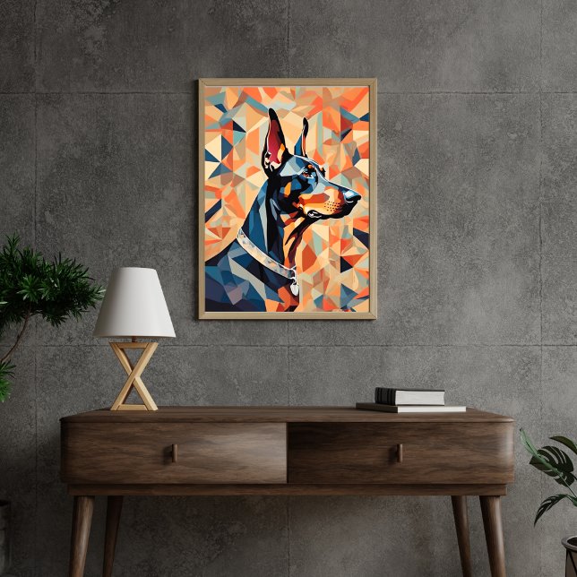 Doberman poster {BD-C1} Orange svart l-geometrisk (Skapare uppladdad)