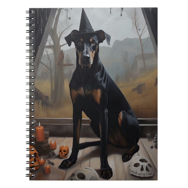 Doberman Pumpkins Halloween Scary Anteckningsbok (Framsidan)