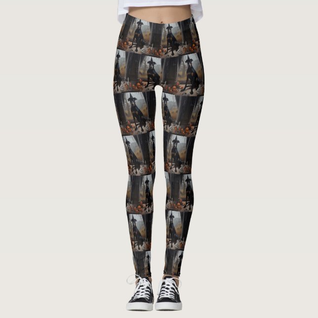 Doberman Pumpkins Halloween Scary Leggings (Framsida)
