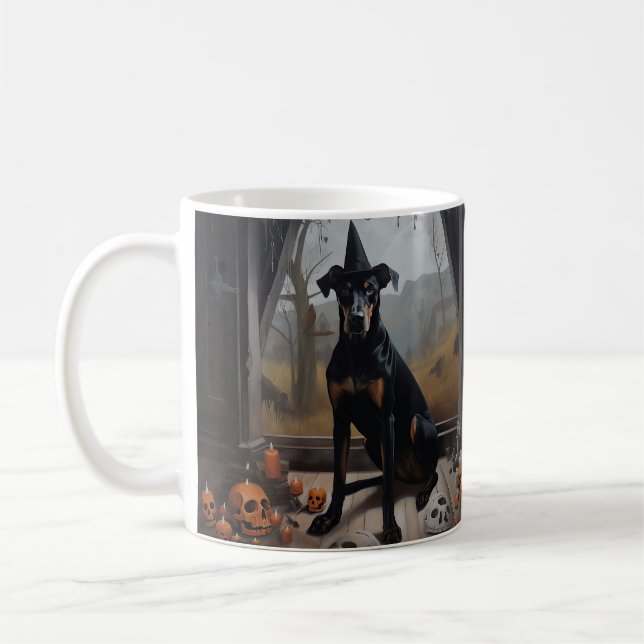 Doberman Pumpkins Halloween Skräckinjagande Kaffemugg (Vänster)