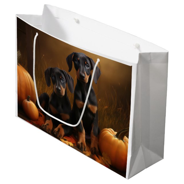 Doberman Puppy Autumn Delight Pumpkin (Framsidan Vinklad)
