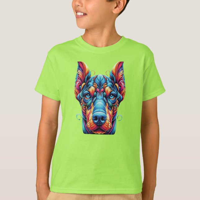 Doberman Rainbow Colorful T Shirt (Framsida)