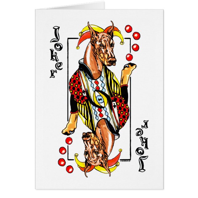 Doberman Red Joker Hälsningskort (Framsidan)