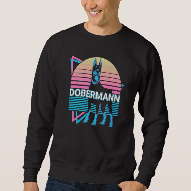 Doberman Retro   Lång Ärmad Tröja (Framsida)
