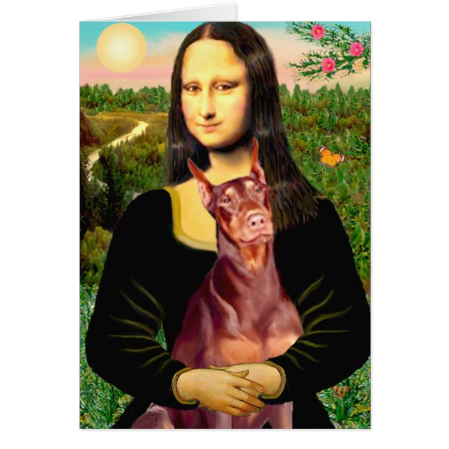 Doberman (röd) - Mona Lisa Hälsningskort (Framsidan)